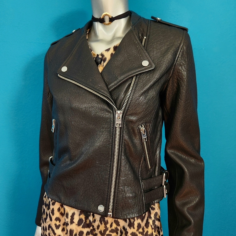 🆕️☀️ LUCKY BRAND 1980's Vibe Pebble Leather Moto Jacket // (NWT)